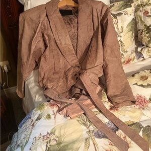 Express Women's Brown Bomber Jacket with Belt